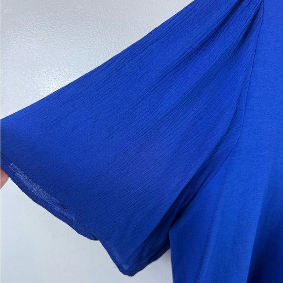 Chicos‎ Womens Blouse Blue NWT Size 2 V-Neck Gauze Flutter Sleeve Officewear - Picture 4 of 8